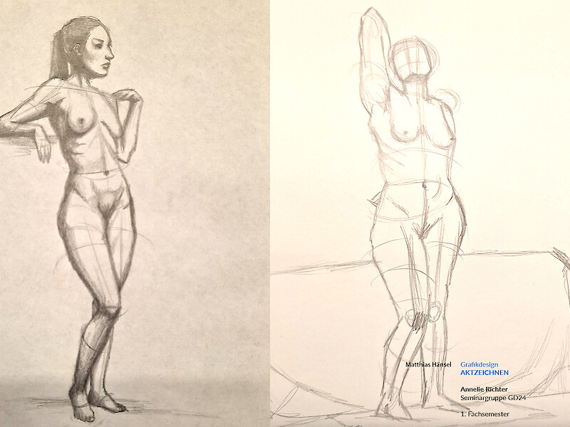 Fachhochschule Dresden, Grafikdesign, Aktzeichnen