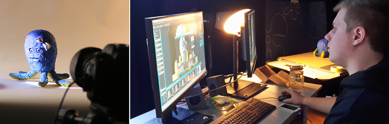 Animation media-design: character animated in 3D software