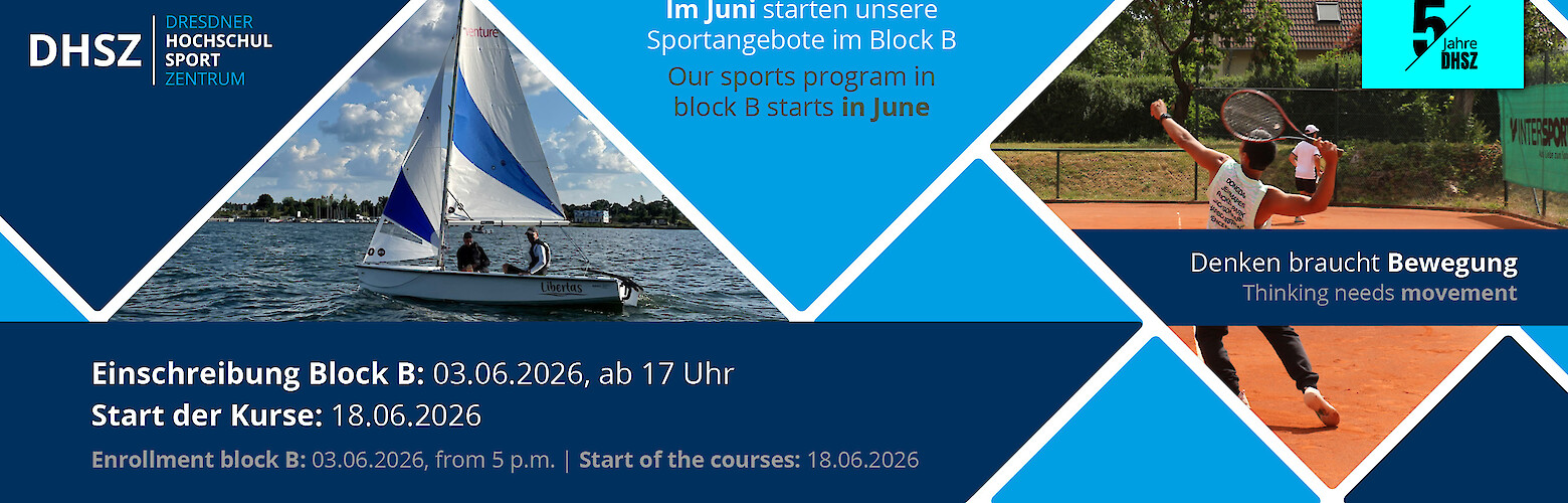 Einschreibung für den Hochschulsport des Dresdner Hochschulsportzentrums im Juni 2026.