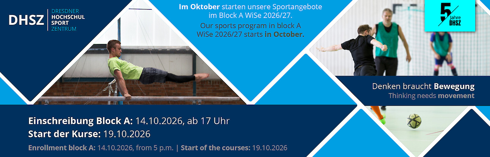 Einschreibung für den Hochschulsport des Dresdner Hochschulsportzentrums im Oktober 2026.