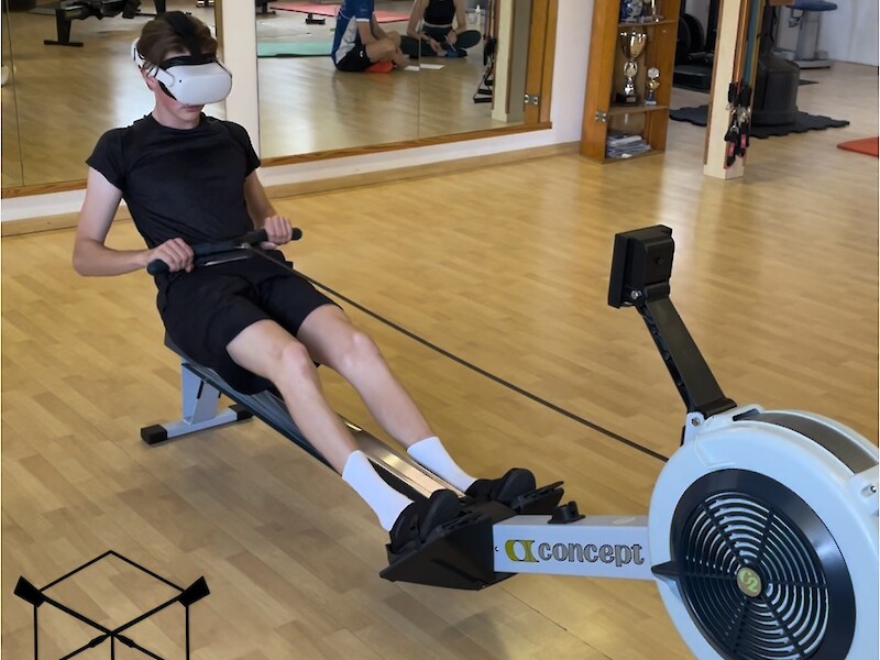 Rudermaschine mit Einsatz der VR-Brille